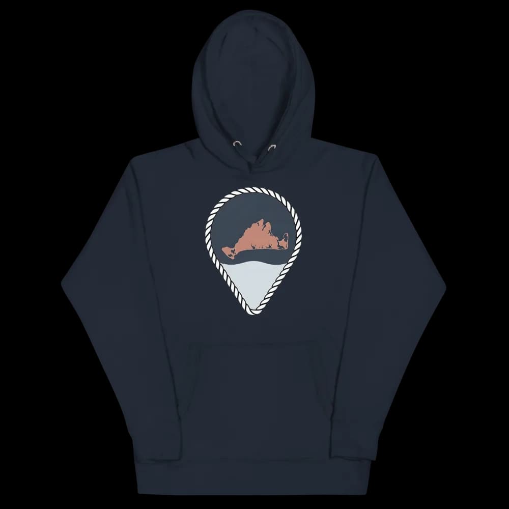 Martha's Vineyard Pin Hoodie in Navy, front view